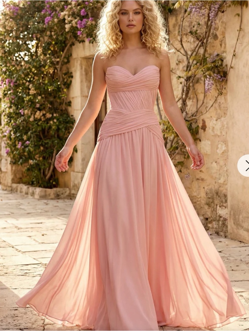 Brand New Pink Chiffon Evening Gown